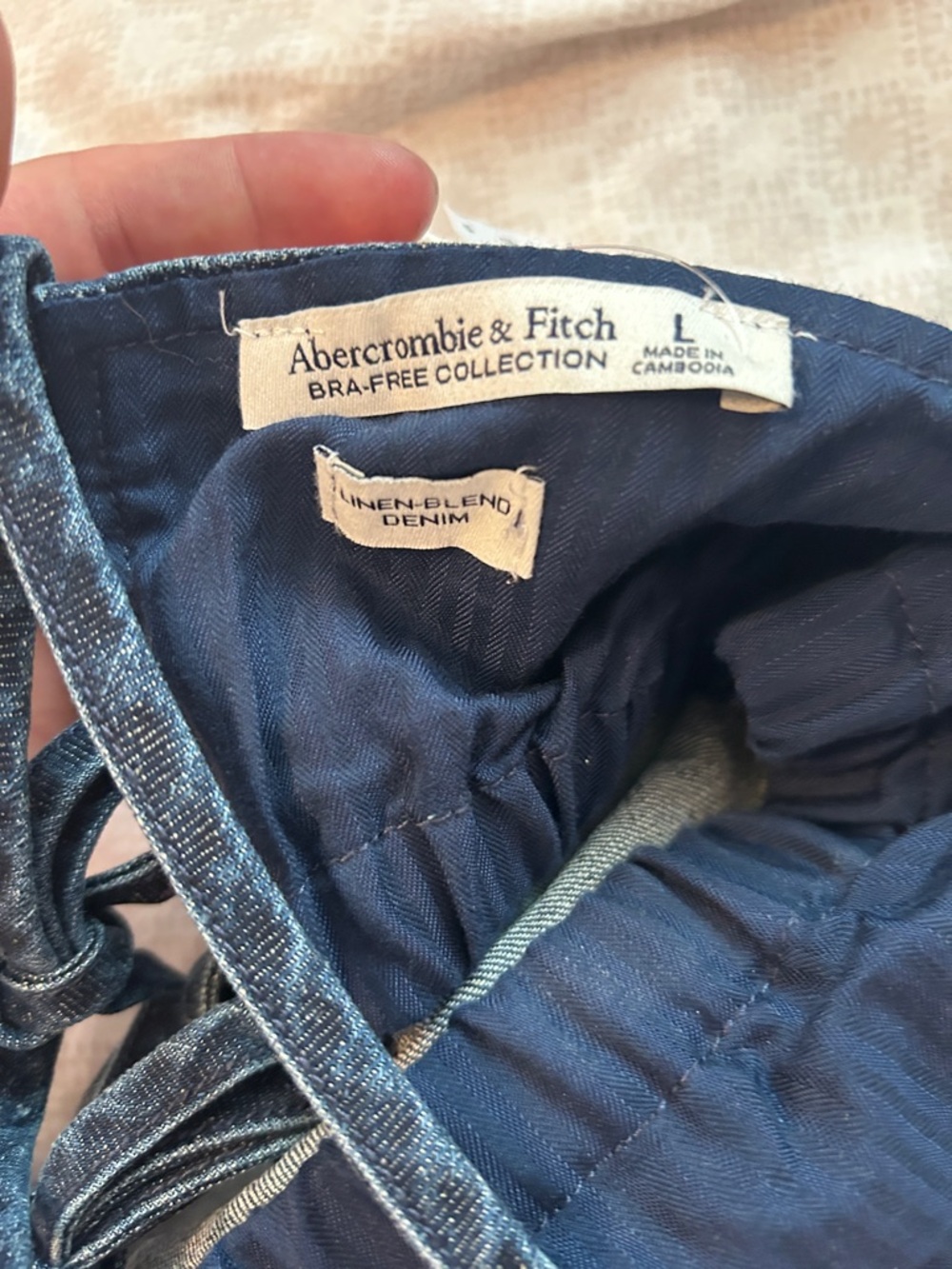Abercrombie & Fitch Bra Free Collection Denim Square-Neck Tank, Removable Pads - Picture 2 of 4